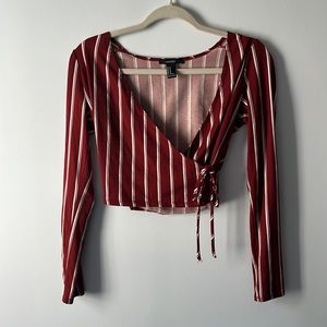 Forever 21 - Striped Long Sleeve Wrap Top I Size Medium